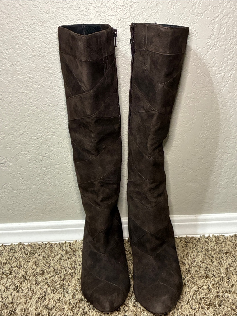 Taryn Rose Tall Suede Knee-High Boots in Dark Brown